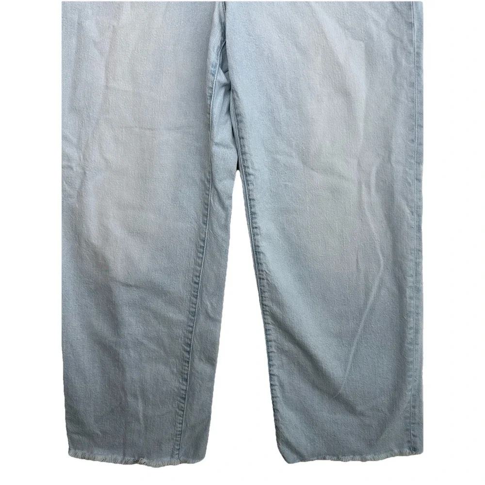 J. Crew Light Wash Slim Wide Leg High Waisted Ankle Jeans‎ Raw Hem Size 31 Tall